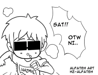 😬 SAT!! OTW NI.. Quadrinhos, Chibi, Desenho animado, Correndo, Hazmie telegram sticker