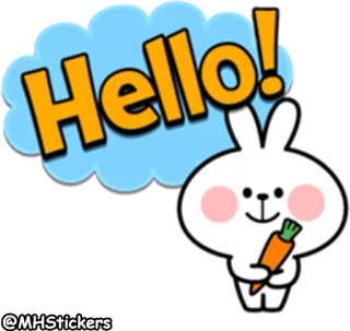 ✋ Hello! kelinci, kartun, halo, salam, wortel telegram sticker