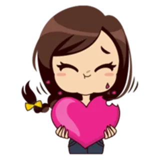 ☺️ Cartoon, Mädchen, Herz, Liebe, Süß, Kawaii telegram sticker