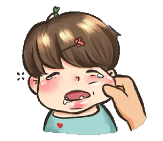 😦 desenho animado, chorando, triste, criança, chateado whatsapp sticker