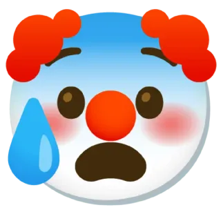 😰 clown, emoji, sad, worried, sweat, fear telegram sticker