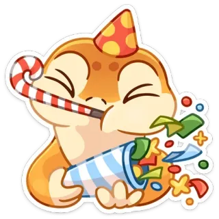 🎉 ящерица, вечеринка, праздник, конфетти, милый, животное, мультфильм telegram sticker