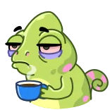 ☕️ Chamäleon, Tier, erschöpft, schläfrig, müde, Kaffee telegram sticker