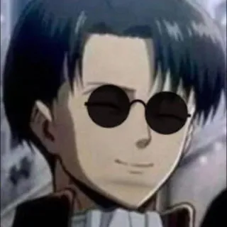 ♠️ Levi Ackerman Attack on Titan รีไวล์, ผ่าพิภพไททัน, อนิเมะ, มังงะ, แว่นตา, ตลก, กัปตันรีไวล์ telegram sticker