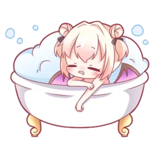 🛀 อนิเมะ, ผู้หญิง, อาบน้ำ, น่ารัก, จิบิ, คาวาอิ telegram sticker