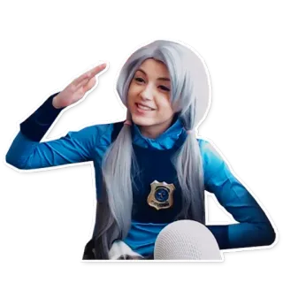 👮 Cosplay, Polizia, Uniforme, Saluto, Donna telegram sticker