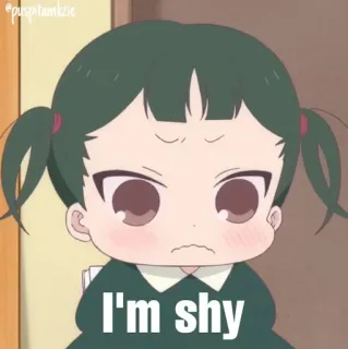 🥴 I'm shy Anime, Nieśmiała, Kreskówka, Słodka, Dziewczyna, Zawstydzona telegram sticker