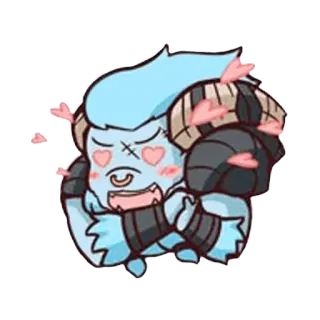 😍 monstro, fofo, corações, azul, fantasia, ciclope telegram sticker