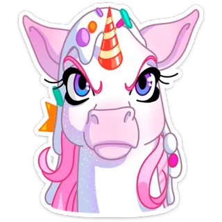 😠 unicórnio, doce, fofo, desenho animado, adesivo, doce, colorido, mágico whatsapp sticker