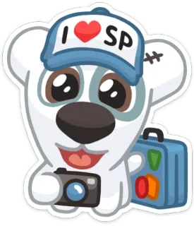 ✈ I ❤️ SP animal, viaje, turista, oso, cámara, sombrero, maleta whatsapp sticker