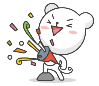 🎉 Desenho animado, Animal, Urso, Celebração, Confete, Festa, Feliz telegram sticker