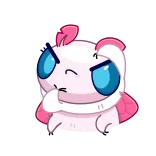 🤔 mignon, animal, dessin animé, personnage, rose, blanc whatsapp sticker