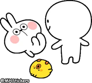 😳 @MHStickers Cartone animato, Sticker, Coniglio, Coniglietto, Pulcino, MHStickers telegram sticker