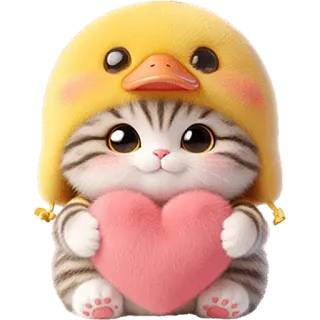 🫶 cat, kitten, animal, heart, duck, cute, kawaii whatsapp sticker