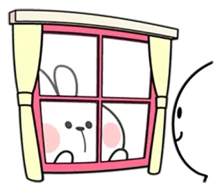 😌 うさぎ, 窓, 覗き見, 漫画, 可愛い telegram sticker