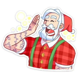 😴 Santa Claus santa, navidad, tatuaje, feliz, fiesta, dibujos animados telegram sticker