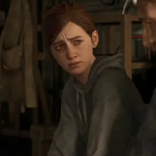 🪶 Ellie The Last of Us Part II видеоигра, персонаж, грустный, девушка, tlou telegram sticker