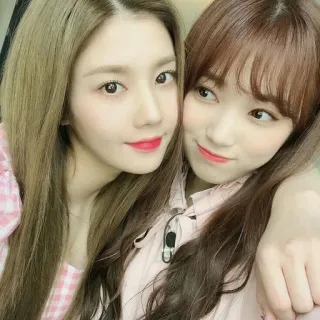 💙 mulheres, amigos, retrato, selfie, meninas, coreano whatsapp sticker