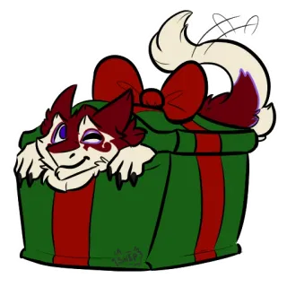 🎁 Фурри, Подарок, Презент, Животное, Рождество, Праздник, Милый telegram sticker
