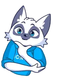 🤔 renard, dessin animé, animal, pensif, mignon, bleu, personnage telegram sticker