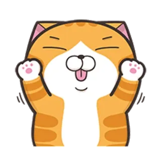 🐵 고양이, 만화, 동물, 주황색, 귀여운, 스티커, 행복한 telegram sticker
