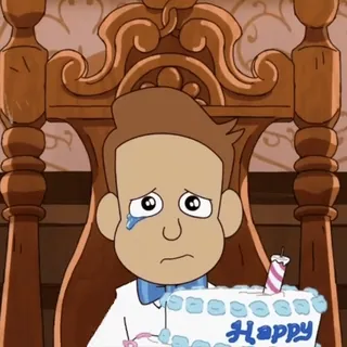 🥺 Happy triste, cartoni animati, torta, compleanno, piangere telegram sticker