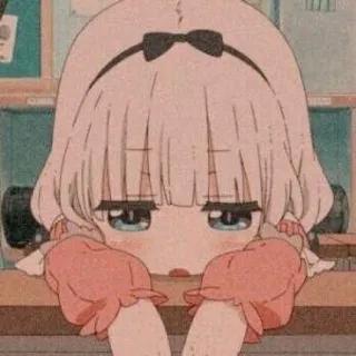 🖤 ragazza anime, carino, kawaii, manga, cartone animato, triste, in attesa, personaggio telegram sticker
