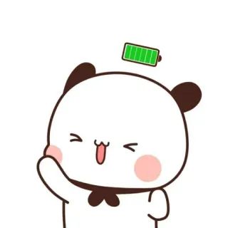 😁 Panda, Batteria, Carino, Felice, Cartone animato telegram sticker