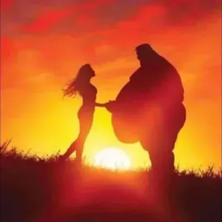 😘 Silhouette, Paar, Sonnenuntergang, Romantik, Liebe, Fantasy, Feld, Himmel whatsapp sticker