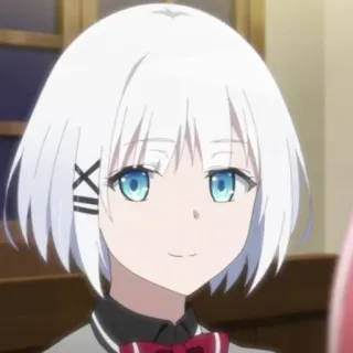 🍁 Anime, garota, cabelo branco, olhos azuis, fofa telegram sticker
