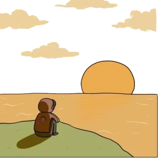 😂 persona, tramonto, oceano, cielo, nuvole, cartone animato telegram sticker