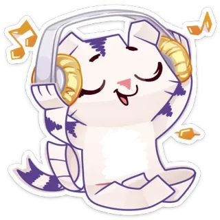 🎧 Katze, Kopfhörer, Musik, Tier, Sticker, Cartoon, hören, süß telegram sticker
