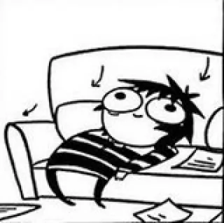 🤤 desenho animado, personagem, cansado, sofá, relaxar, listras, preguiçoso, entediado whatsapp sticker