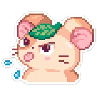 🐹 マウス, ピクセルアート, かわいい, 動物, 葉, ステッカー telegram sticker