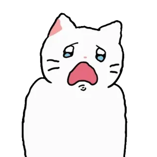 💬 gato, llorando, triste, animal, blanco, dibujos animados, pegatina whatsapp sticker