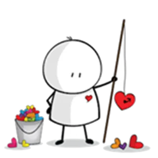 🎣 serce, miłość, wędkarstwo, kreskówka telegram sticker