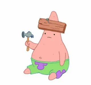 🕸 Patrick Star SpongeBob SquarePants desenho animado, Patrick, Bob Esponja, estrela do mar, martelo, madeira whatsapp sticker