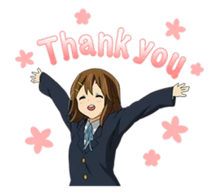 🔹 Thank you спасибо, аниме, персонаж, цветы, милый, девушка whatsapp sticker