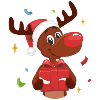 🎁 คริสต์มาส, กวางเรนเดียร์, ของขวัญ, วันหยุด, การเฉลิมฉลอง, รื่นเริง telegram sticker