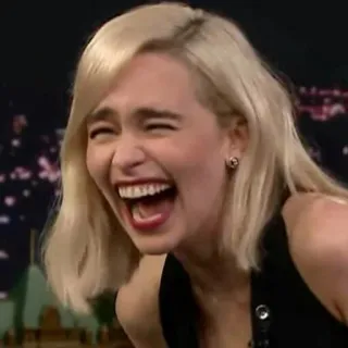 😂 donna, ridere, bionda, emilia clarke, attrice telegram sticker