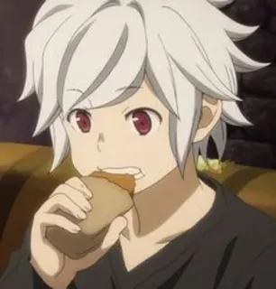 🗻 Bell Cranel Is It Wrong to Try to Pick Up Girls in a Dungeon? anime, personaggio, cibo, mangiare telegram sticker