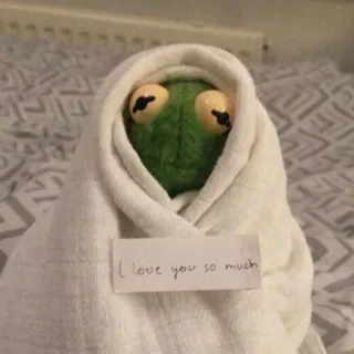 ☺️ Kermit I love you so much 科米蛙, 爱, 消息, 可爱, 毛巾, 感情 telegram sticker