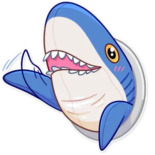 👋 requin, mignon, dessin animé, animal, créature marine telegram sticker