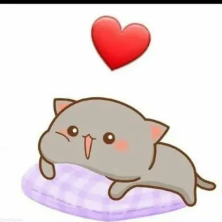 ❤️ cat, heart, cute, sticker, pillow, cartoon, adorable whatsapp sticker