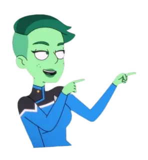 👉 Star Trek, desenho animado, ficção científica, pele verde, personagem, apontando telegram sticker