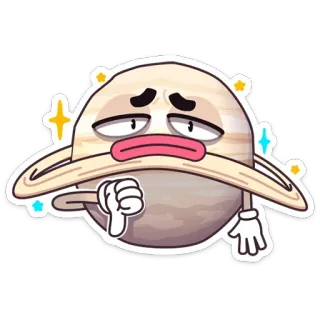 👎 cartoon, planet, saturn, thumbs down, dislike telegram sticker