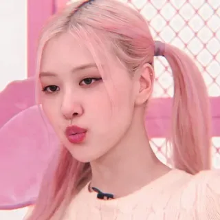 🧸 Rosé Rosé, Blackpink, K-pop, chanteuse, cheveux roses, célébrité telegram sticker