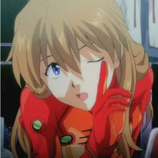 😉 Asuka Langley Soryu Neon Genesis Evangelion アニメ, キャラクター, 女の子, ウインク, エヴァンゲリオン, アスカ telegram sticker