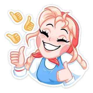 👍 pulgar arriba, aprobación, positivo, dibujos animados, mujer, me gusta, de acuerdo telegram sticker