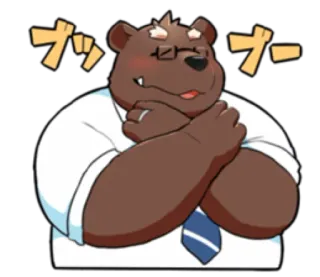 😵 ブッブー หมี, พนักงานออฟฟิศ, แว่นตา, การ์ตูน, เนคไท telegram sticker